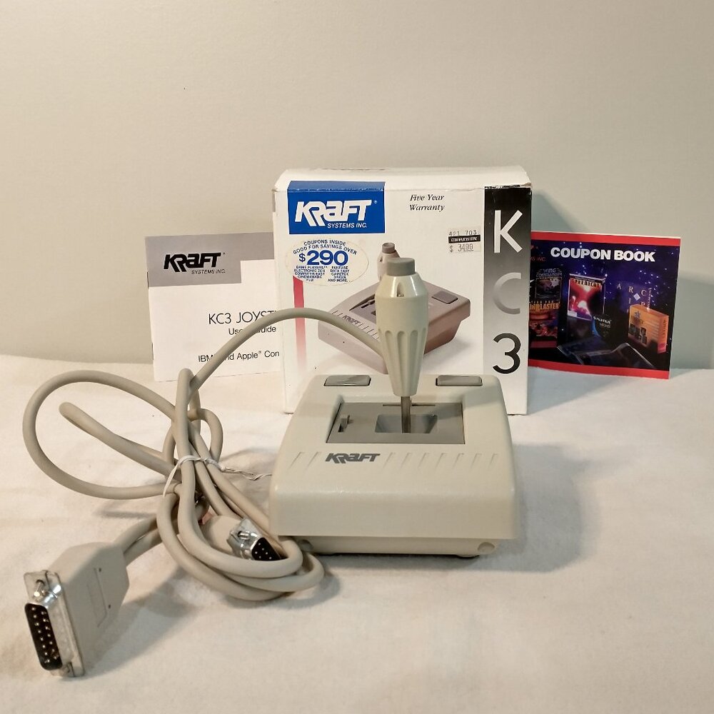 Vintage Kraft KC3 Joystick Apple & IBM PC Compatible Part # 820047 UNTESTED